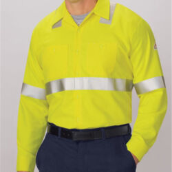 Men's Tall High Visibility Long Sleeve Work Shirt Thumbnail